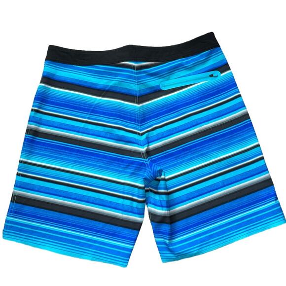 George Aqua Blue Striped Front Tie Swim Trunks Board Shorts size 36 - Picture 2 of 8